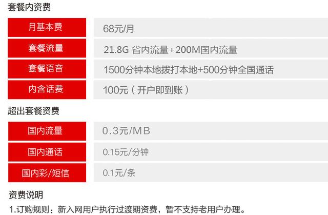 中国电信：68元包22GB超大流量，仅限新用户办理